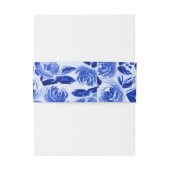 Royal Blue Floral Watercolor Wedding Einladungsbanderole (Rückseitenbeispiel)