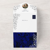 Royal Blue Floral Wedding All In One Einladung (Außenbereich)