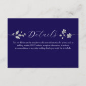 Royal Blue Floral Wedding Details Card Begleitkarte (Vorderseite)