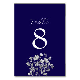Royal Blue Floral Wedding Tischnummer