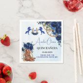 Royal Blue Floral Wild West Charro Quinceañera XV Serviette (Beispiel)