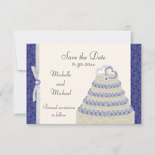 Royal Blue Florentine Save the Date (Vorderseite)