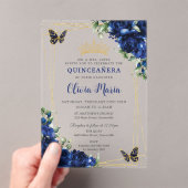 Royal Blue Flowers Floral Quinceñera Butterflies Acryleinladungen (Insitu (Handheld))