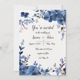 Royal Blue Flowers Hochzeitseinladung Einladung