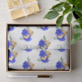 Royal Blue Flowers und Green Pattern Seidenpapier (Geschenk)