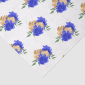 Royal Blue Flowers und Green Pattern Seidenpapier (Ausschnitt)
