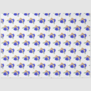 Royal Blue Flowers und Green Pattern Seidenpapier