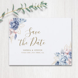 Royal Blue Flowers  Wedding  Postkarte