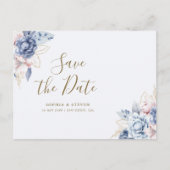 Royal Blue Flowers  Wedding  Postkarte (Vorderseite)