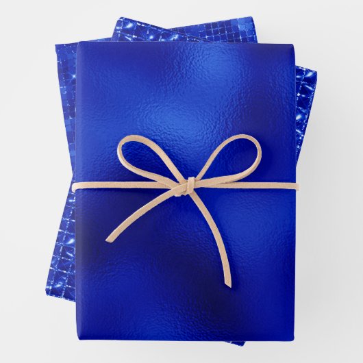 Royal Blue Foil Hanukkah Wrapping Paper Sheets Geschenkpapier Set (Beispiel)