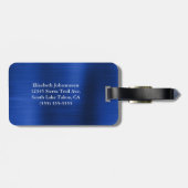 Royal Blue Foil Modern Brush Script Vorname Gepäckanhänger (Rückseite horizontal)