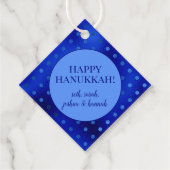 Royal Blue Foil Polka Dot Hanukkah Geschenkanhänger (Rückseite)