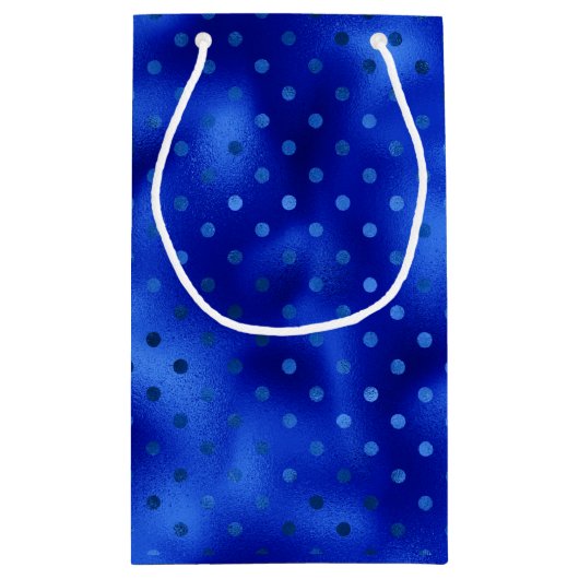 Royal Blue Foil Polka Dot Hanukkah Kleine Geschenktüte (Rückseite)