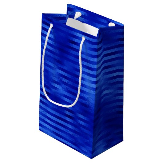 Royal Blue Foil Striping Hanukkah Kleine Geschenktüte (Rückseite Schrägansicht)