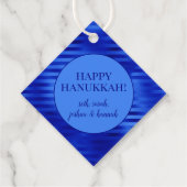 Royal Blue Foil Striping Hanukkah Personalisiert Geschenkanhänger (Rückseite)