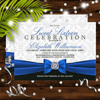 Royal Blue Formal Elegant Sweet 16 Einladung