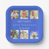 Royal Blue Foto Collage Geburtstagsparty Pappteller (Vorderseite)