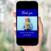 Royal Blue Foto Geburtstag danke Karte