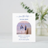 Royal Blue Foto Hochzeit Speichern Sie die Datumsk (Stehend Vorderseite)