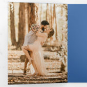 Royal Blue French Viktorianisch QR Code Foto Weddi Dreifach Gefaltete Einladung (Innen Erste Seite)