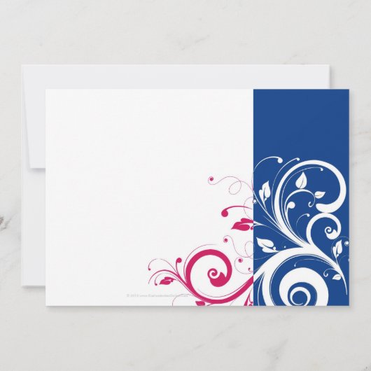 Royal Blue/Fuchsia Swirl Wedding Einladung (Rückseite)