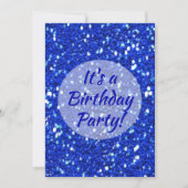 Royal Blue Funkelnd Imitate Glitzern Birthday Part Einladung (Vorderseite)