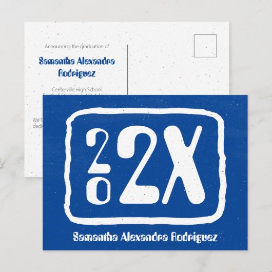 Royal Blue Funky Class Absolventen Postkarte (Vorne/Hinten)