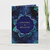 Royal Blue Galaxy Mandala QR Code Indian Wedding Einladung (Vorderseite)