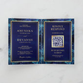 Royal Blue Galaxy Mandala QR Code Indian Wedding Einladung (Innenseite)