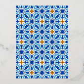 Royal Blue Geometric Islamic Wedding Gold Folieneinladung (Rückseite)