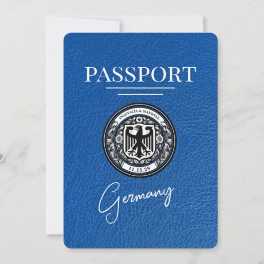 Royal Blue Germany Passport Save the Date (Vorderseite)
