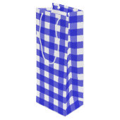 Royal Blue Gingham Geschenktüte Für Weinflaschen (Rückseite Schrägansicht)