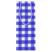 Royal Blue Gingham Geschenktüte Für Weinflaschen (Rückseite)