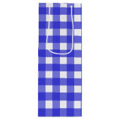 Royal Blue Gingham Geschenktüte Für Weinflaschen (Vorderseite)