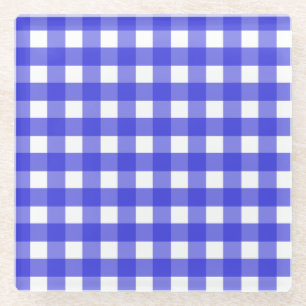 Royal Blue Gingham Glasuntersetzer