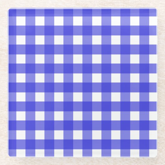 Royal Blue Gingham Glasuntersetzer (Vorderseite)