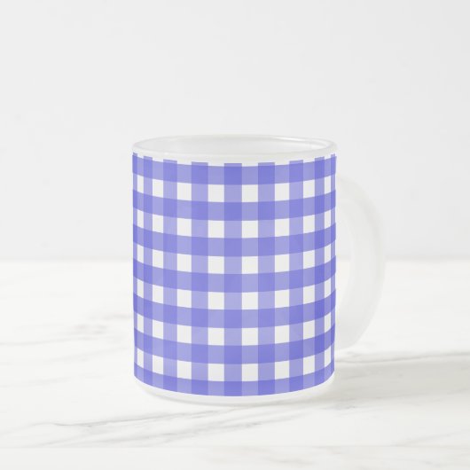 Royal Blue Gingham Mattglastasse (VorderseiteRechts)