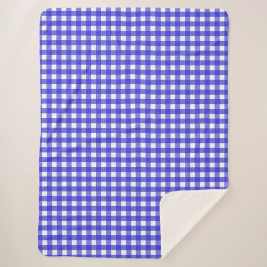 Royal Blue Gingham Sherpadecke (Vorderseite)