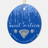 Royal Blue Glitter Drip Diamond Sweet Sixteen Keramik Ornament (Links)