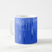 Royal Blue Glitter Drips Kaffeetasse (Vorderseite Links)
