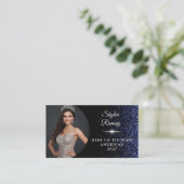 Royal Blue Glitz Pageant Business Card Visitenkarte (Stehend Vorderseite)