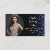 Royal Blue Glitz Pageant Business Card Visitenkarte (Vorderseite)
