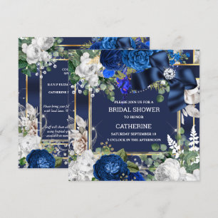 Royal Blue Glitzer Bogen Diamant elegant elegant e Einladung