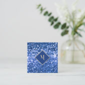 Royal Blue Glitzer Geometric Gold Frame Stilvoll Quadratische Visitenkarte (Stehend Vorderseite)