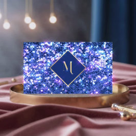 Royal Blue Glitzer Geometric Gold Frame Stilvoll Visitenkarte