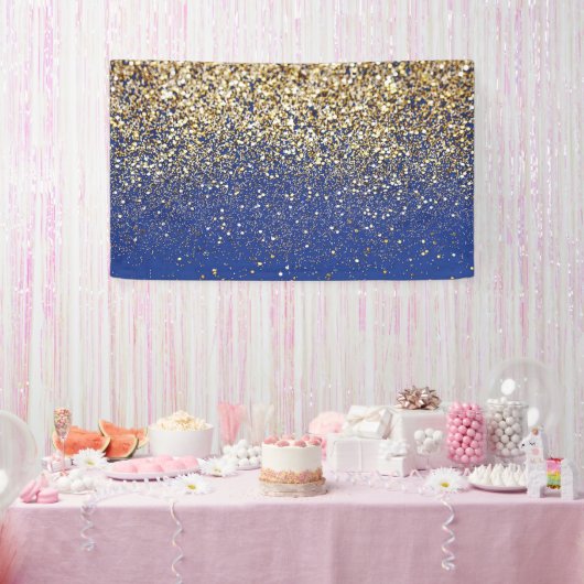 Royal Blue Glitzer Hintergrund Geburtstagsgoldspot Banner (Party)