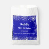 Royal Blue Glitzer Name Danke Geburtstag Geschenktütchen (Vorderseite)
