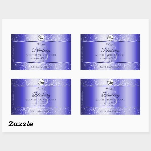 Royal Blue Glitzer Product Labels Monogram Logo Rechteckiger Aufkleber (Blatt)