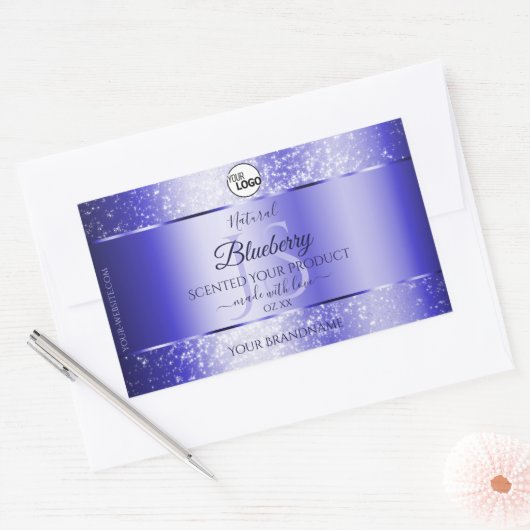 Royal Blue Glitzer Product Labels Monogram Logo Rechteckiger Aufkleber (Umschlag)