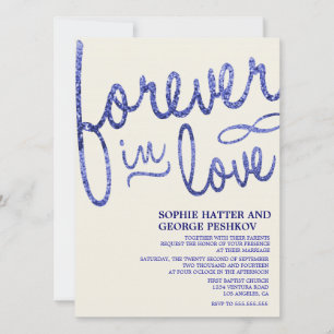 Royal Blue Glitzer Romantic Wedding Einladungen